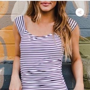 One piece black and white bathing suit